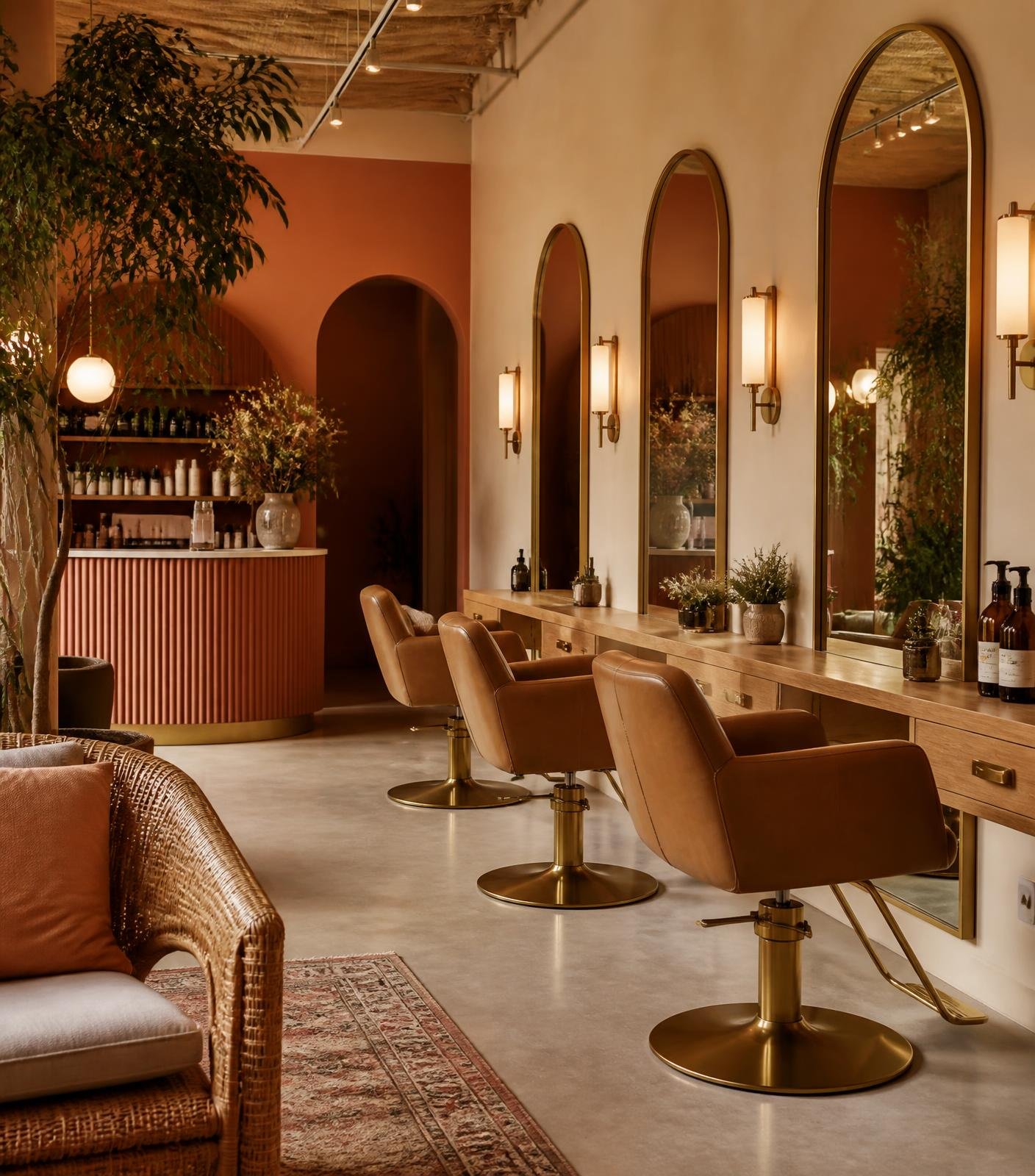 Warm boutique interior of Orange Unisex Beauty Salon in Old Hubli